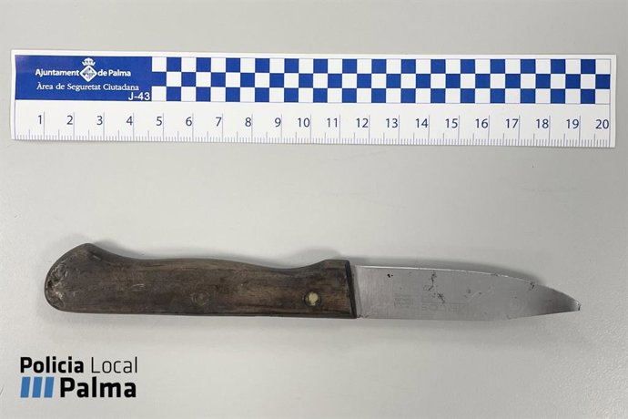 Arma blanca intervenida a la mujer detenida por amenazar al propietario de un bar en Palma
