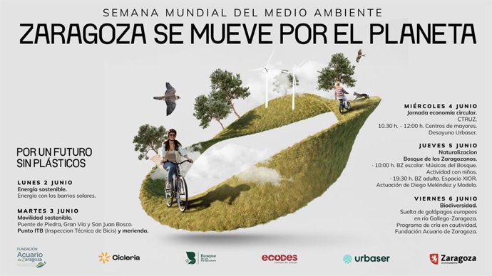 Cartel de la Semana del Medio Ambiente que ha organizado el Ayuntamiento de Zaragoza del 2 al 6 de junio