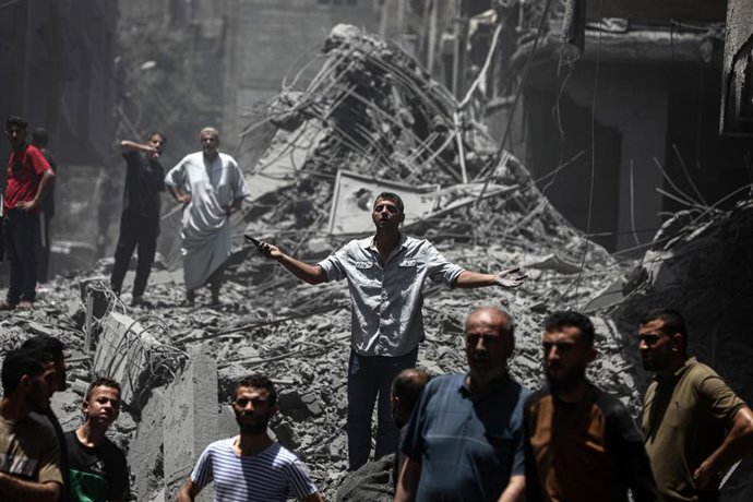 Zona bombardeada en la Franja de Gaza