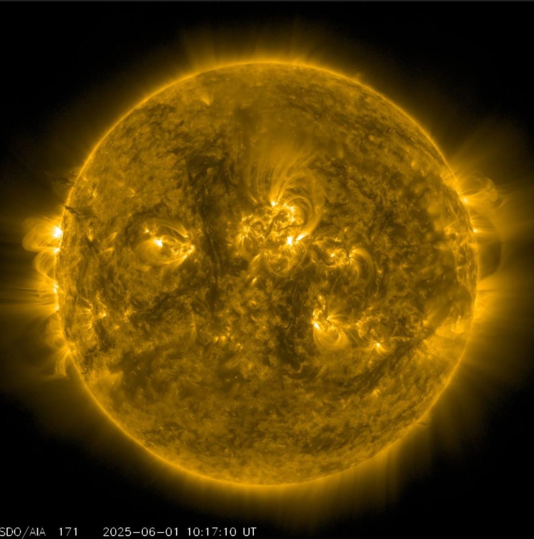 Imagen solar a 1 de junio de 2025 difundida por la Agencia Espacial Española