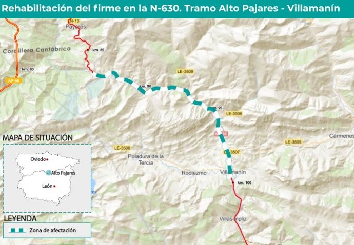 Rehabilitación del firme en la N-63O.