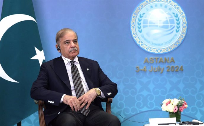Archivo - El primer ministro de Pakistán, Shehbaz Sharif, durante una reunión de la Organización para la Cooperación de Shanghái en Kazajistán, en julio de 2024 (archivo)