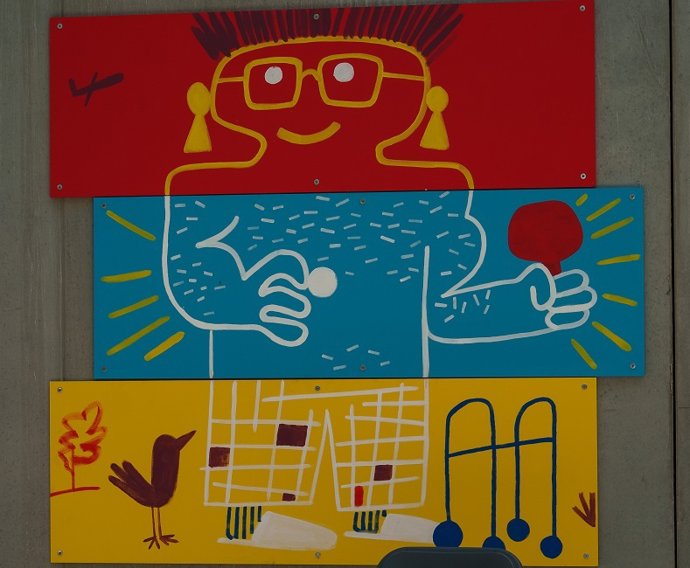 Parte del mural colaborativo del TEB