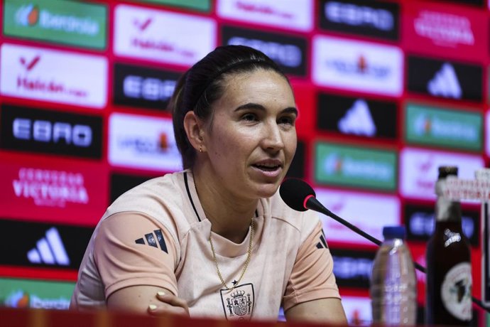 La jugadora española Mariona Caldentey en conferencia de prensa durante la jornada de entrenamiento de España antes del partido de la Liga de Naciones Femenina de la UEFA contra Inglaterra en el RCDE Stadium, el 2 de junio de 2025