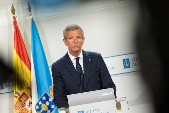 El  titular del Ejecutivo gallego, Alfonso Rueda, durante la comparecencia posterior al Consello de la Xunta