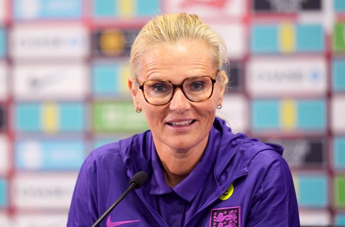 29 May 2025, United Kingdom, Burton Upon Trent: England manager Sarina Wiegman speaks during a press ocnference for the team at St George's Park, ahead of Friday's UEFA Women's Nations League soccer match against Portugal. Photo: Joe Giddens/PA Wire/dpa