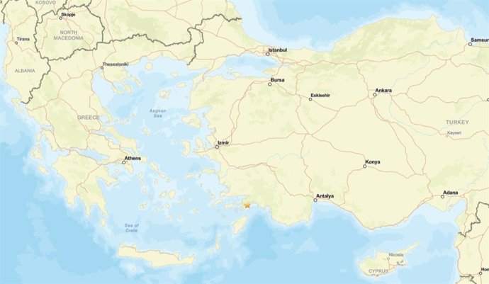 Terremoto de magnitud 5,8 en la escala abierta de Richter frente a las costas de Marmaris, en Turquía, y la isla de Rodas, en Grecia