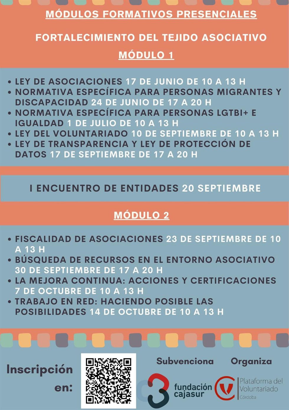 Imagen promocional de la programación formativa para fortalecer el tejido asociativo.