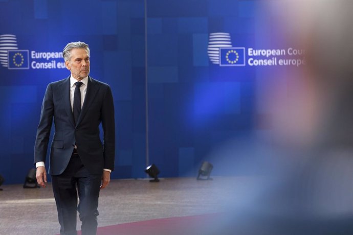 Archivo - March 20, 2025, Brussels, Brussels, Belgium: Arrival of Dick Schoof, Prime Minister of the Netherlands. The heads of state met today in the Belgian capital for a European summit that will focus on strengthening Europe's military security.