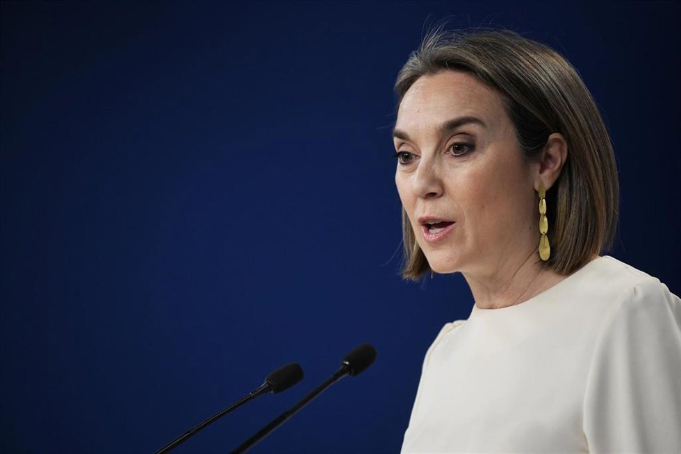 Archivo - La secretaria general del PP, Cuca Gamarra, durante una rueda de prensa sobre asuntos de actualidad política, en la sede Nacional del PP, a 11 de marzo de 2024, en Madrid (España). D