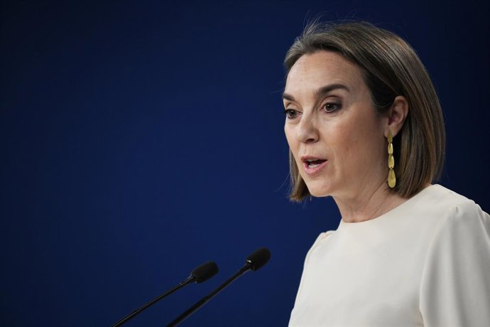 Archivo - Arquivo - A secretária-geral do PP, Cuca Gamarra, durante uma coletiva de imprensa sobre assuntos políticos atuais, na sede nacional do PP, em 11 de março de 2024, em Madri (Espanha). Durante a apresentação, Cuca Gamarra adiantou que seu partido