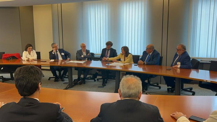 La delegación 'popular', encabezada por la presidenta del partido, Patricia Navarro, en Bruselas