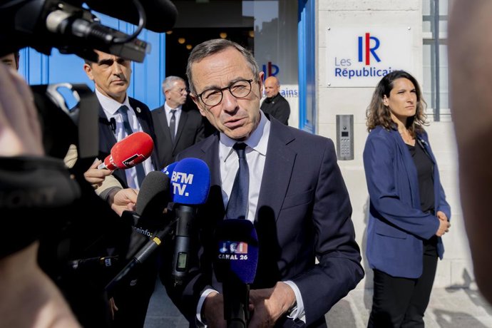 20 de maio de 2025, Paris, França, França: Paris, França le 20 Mai, 2025 - Conselho Estratégico do partido político Les Republicains LR - Bruno Retailleau...POLITIQUE, LES REPUBLICAINS, LR.