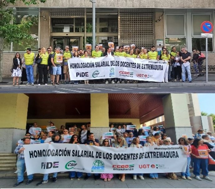Concentraciones de los sindicatos en Cáceres y Badajoz para pedir la homologación salarial de los docentes