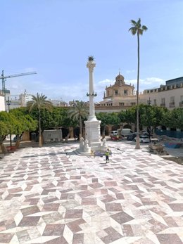 Obras de remodelación de la Plaza Vieja de Almería en su recta final.
