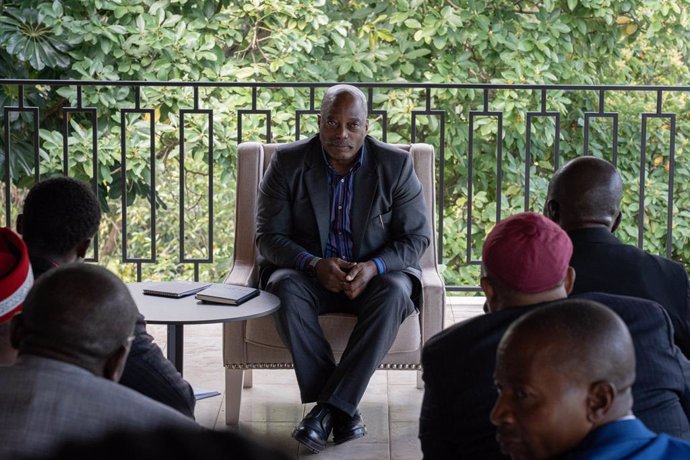 GOMA (DR CONGO), May 29, 2025  -- Former President of the Democratic Republic of the Congo (DRC) Joseph Kabila (Rear) meets with local community representatives during their meeting in Goma, eastern DRC, on May 29, 2025. Kabila made a rare public appearan