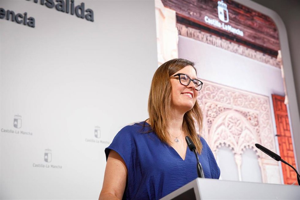 La consejera Portavoz del Gobierno regional, Esther Padilla, comparece en rueda de prensa, en el Palacio de Fuensalida, para dar cuenta de los asuntos tratados en el Consejo de Gobierno.