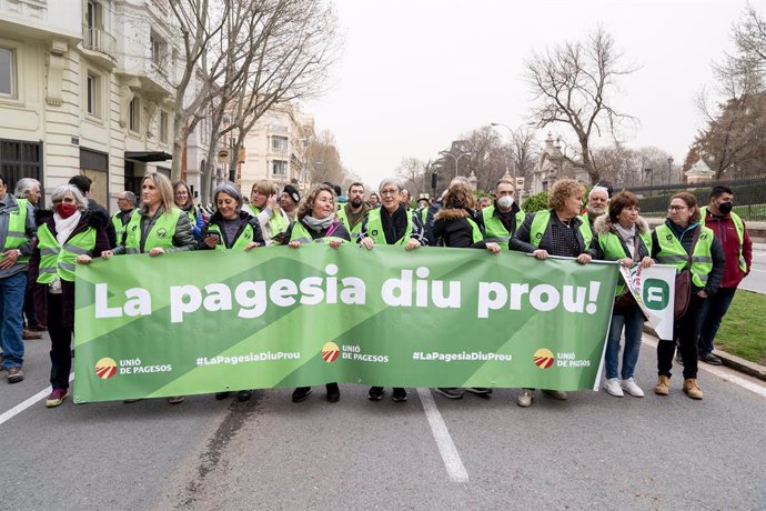 Archivo - Manifestants d'Unió de Pagesos