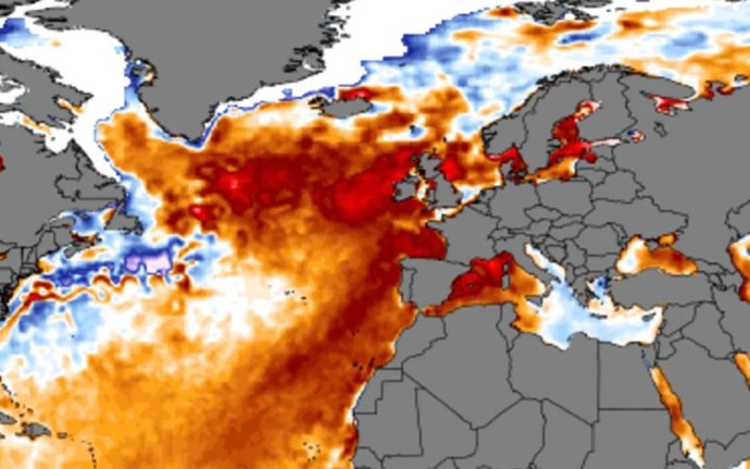 Anomalia de temperatura do Atlântico Norte no verão de 2023