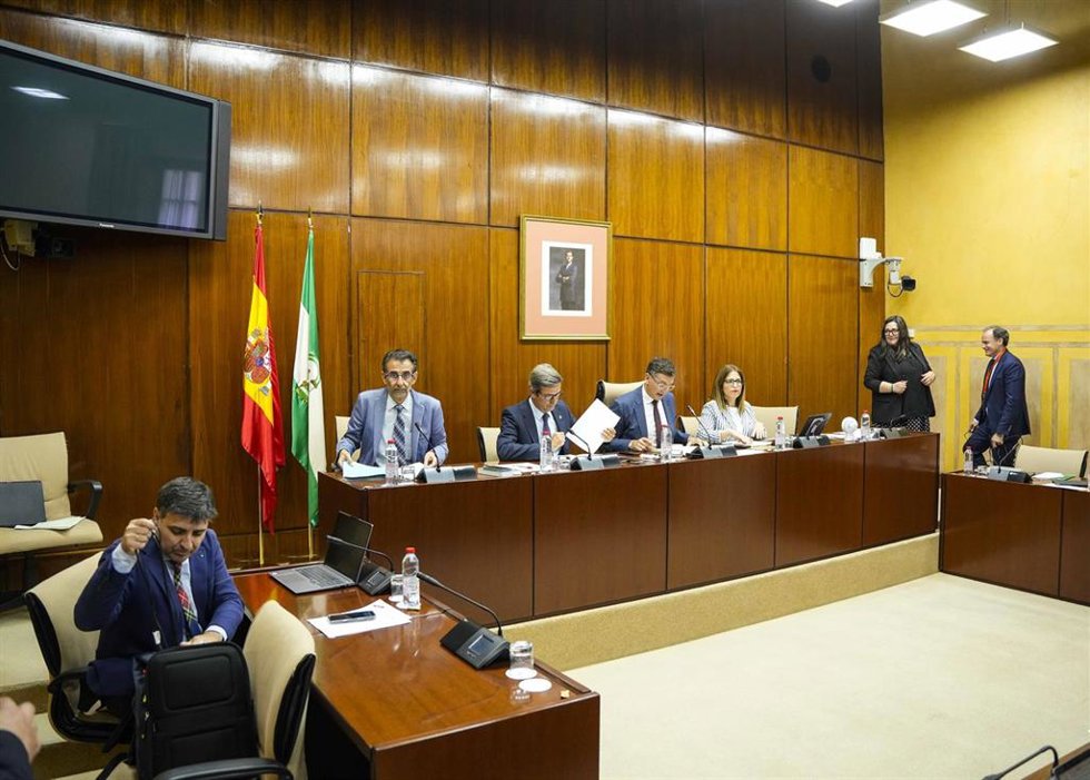 Imagen de este miércoles de la comparecencia del consejero de Industria, Jorge Paradela.