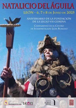 Cartel de los actos conmemorativos que el Ayuntamiento de León llevará a cabo con motivo de la celebración del nacimiento de la capital leonesa hace 1957 años