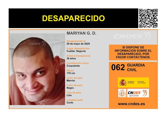 Buscan a un hombre de 36 años desaparecido desde el 29 de mayo en Cuéllar (Segovia)