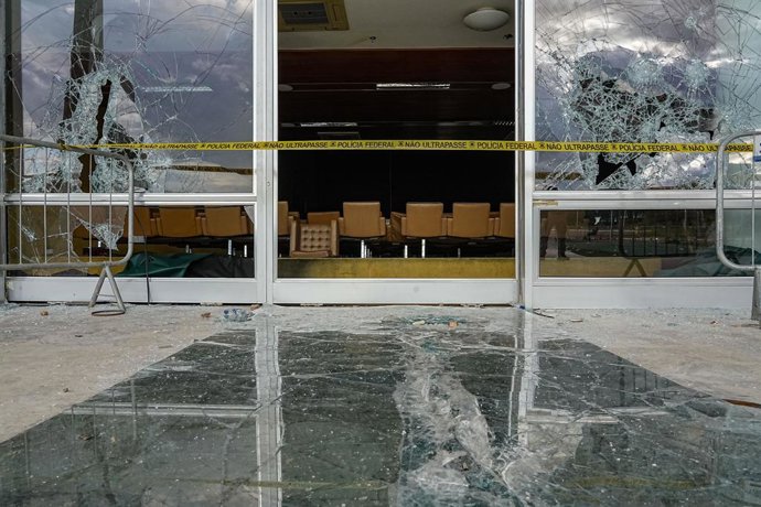 Archivo - January 10, 2023: View of the Supreme Court (STF), in Brasilia, Brazil, on Tuesday 10th, after depredation suffered during a demonstration on Sunday 8th, against President Lula's government. The protest is treated as terrorism by the Brazilian g