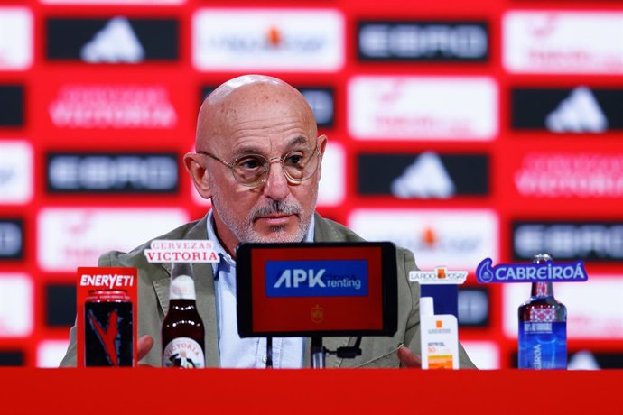 Luis de la Fuente, head coach of Spain, attends his press conference to announce the list of summoned players ahead the UEFA Nations League football match of Spain Team against France at Ciudad del Futbol on May 26, 2025, in Las Rozas, Madrid, Spain.