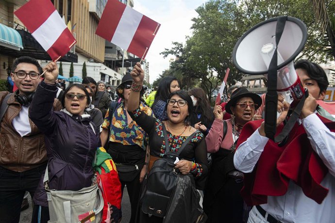 Archivo - Arquivo - Imagem de arquivo de um protesto de grupos indígenas em Quito, Equador.