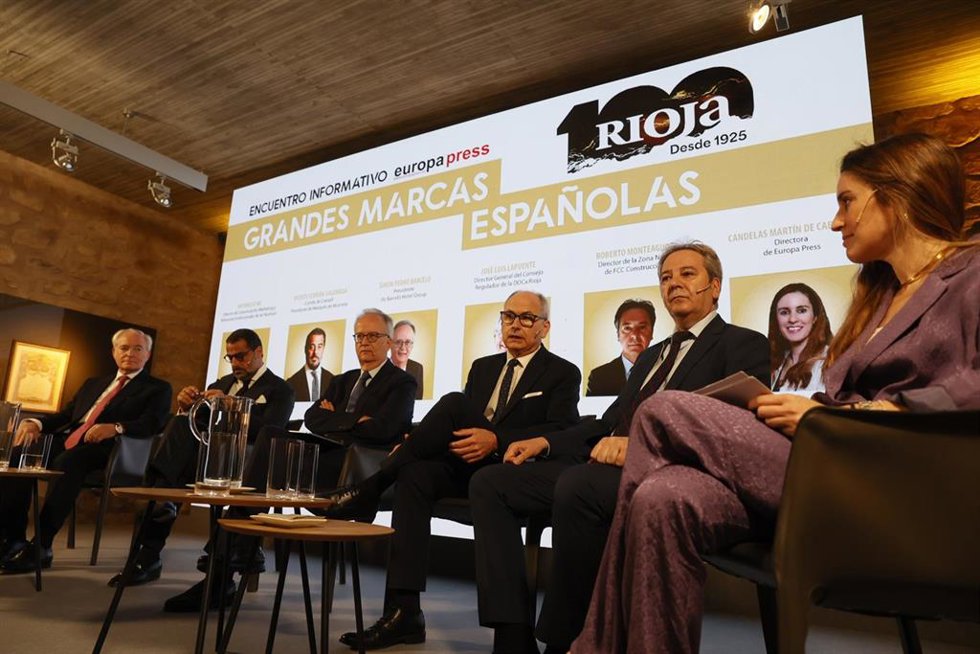 Mesa redonda de la jornada 'Grandes Marcas Españolas', celebrada en Marqués de Murrieta dentro del Centenario de la DOCa Rioja, con la colaboración también de Europa Press