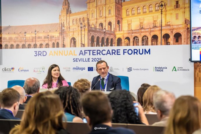 El director general de Andalucía Trade, Antonio Castro, durante el foro Aftercare.