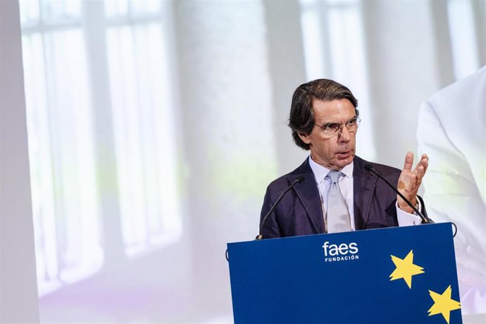Archivo - El expresidente del Gobierno de España José María Aznar interviene durante la inauguración de una nueva edición del Campus FAES, en el Hotel Petit Palace Savoy Alfonso XII, a 12 de septiembre de 2023, en Madrid (España). 