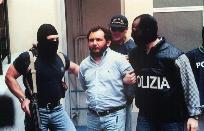 Archivo - Itália - 31 de junho de 2021.Giovanni Brusca, chefe da máfia vira-casaca, livre após 25 anos de prisão. Ele foi o homem que detonou a bomba que matou o juiz Giovanni Falcone em 1992...Itália, Agrigento (Sicília) 20 de maio de 1996.A prisão do ch