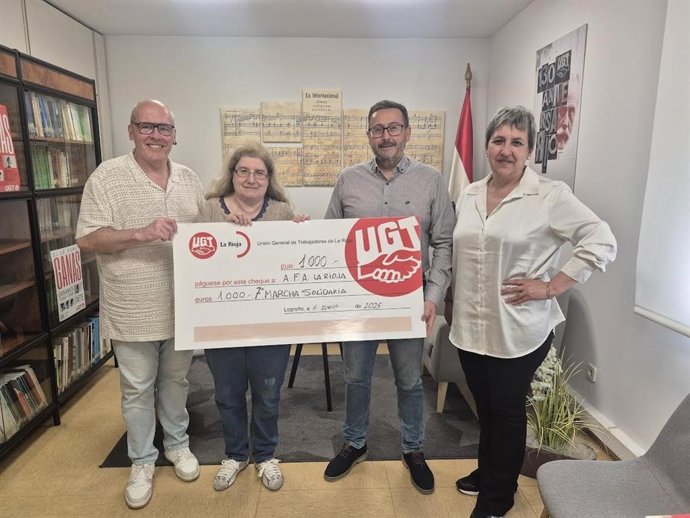 UGT entrega la recaudación de su Marcha Solidaria a la Asociación de Familiares de Alzheimer de La Rioja