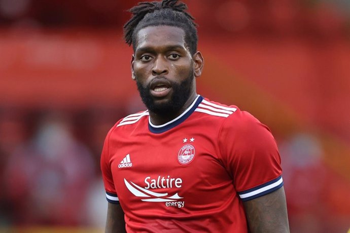 Jay Emmanuel-Thomas pictured during a UEFA Europa League soccer match between Aberdeen and BK Haecken at Pittodrie Stadium.