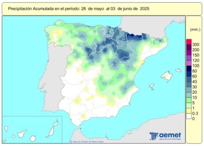 Las lluvias acumuladas en este año hidrológico ascienden a 608 l/m2, un 16% más que el valor normal.