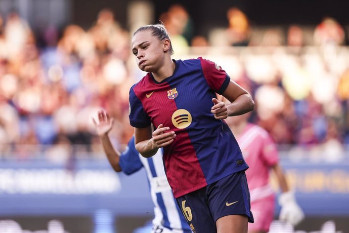 Archivo - Fridolina Rolfo of FC Barcelona Femenino gestures during the Spanish Women league, Liga F, football match played between FC Barcelona and RCD Espanyol Femenino at Johan Cruyff Stadium on October 13, 2024 in Sant Joan Despi, Spain.