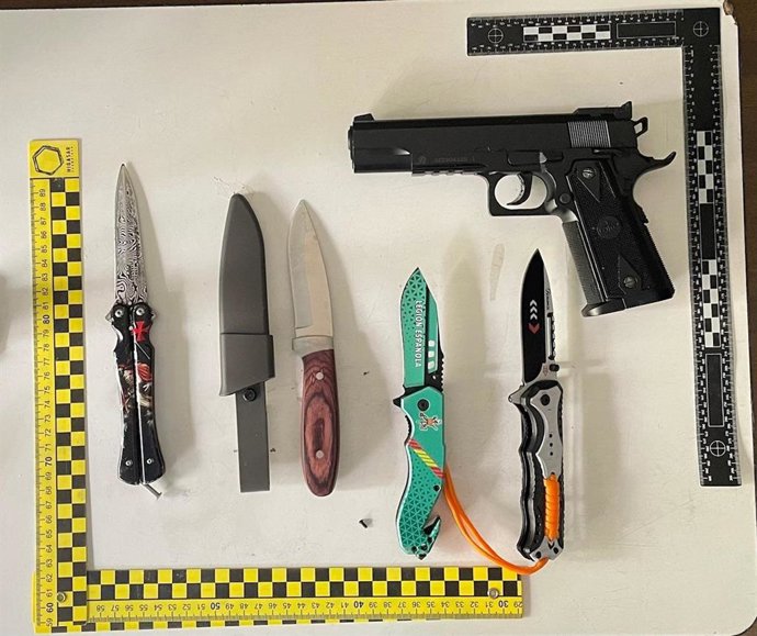 Armas incautadas por la Policía Nacional.