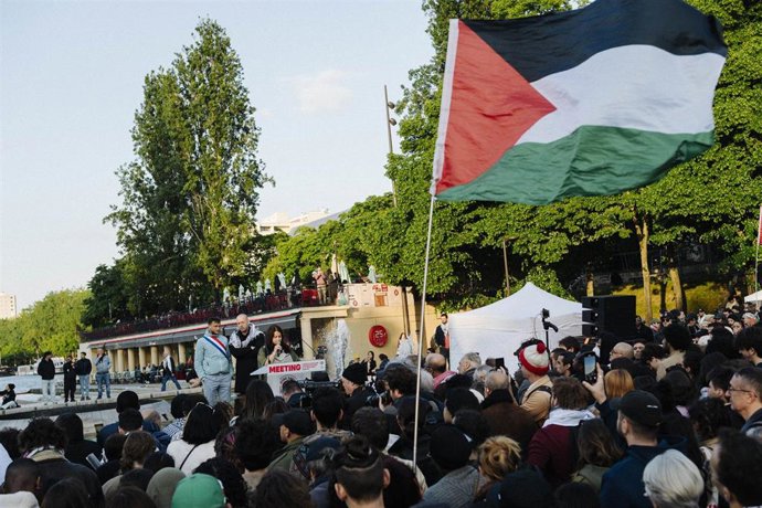 Archivo - Concentración en apoyo a Palestina, en París.