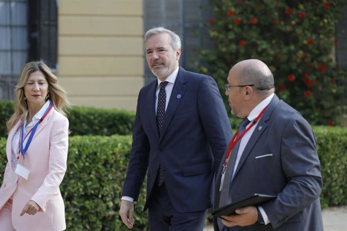 El presidente del Gobierno de Aragón, Jorge Azcón, durante la XXVIII Conferencia de Presidentes, en Palau de Pedralbes.