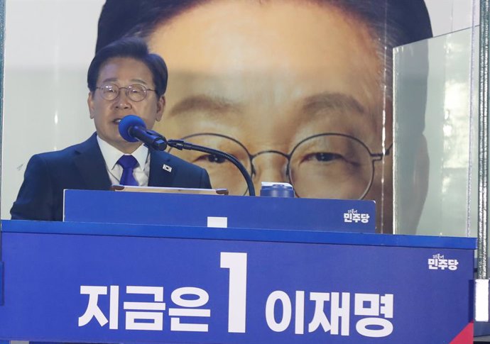 SEOUL, June 4, 2025  -- Lee Jae-myung speaks at the National Assembly in Seoul, South Korea, on June 4, 2025. Lee Jae-myung of South Korea's majority liberal Democratic Party was elected president, the ongoing vote count by the National Election Commissio