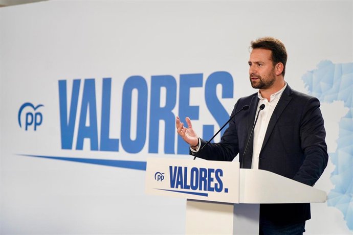 El presidente del PP de Asturias, Álvaro Queipo, en un acto político en Oviedo.