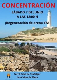 El Ayuntamiento de Barbate (Cádiz) convoca una concentración este sábado en Los Caños por la regeneración de la playa