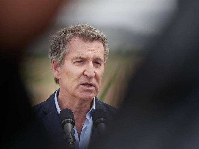 El presidente del PP, Alberto Núñez Feijóo, a 3 de junio de 2025, en Fontellas (Navarra).