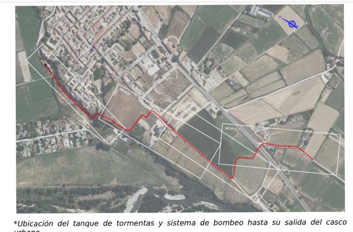 Ubicación del futuro tanque de tormentas en Peñaflor