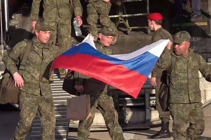 RUSSIA - MAY 24, 2025: Russian servicemen liberated from Ukrainian captivity. Video grab. Best quality available