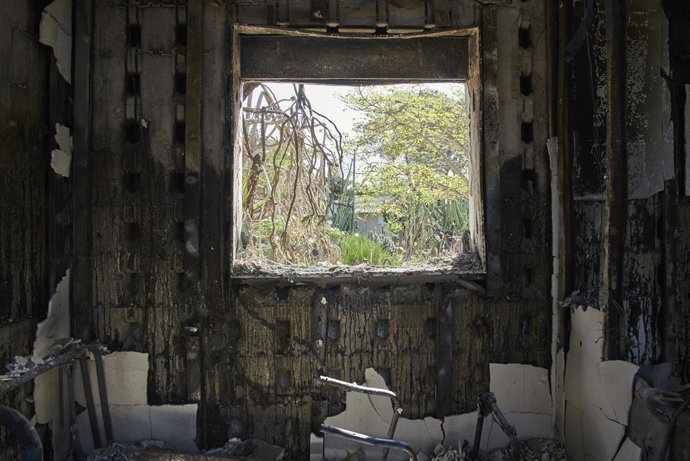 Archivo - Arquivo - Imagem de arquivo de uma casa no Kibbutz Nir Oz, atacada por milícias palestinas em 7 de outubro de 2023.