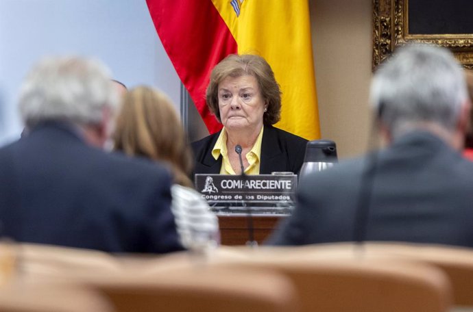 Archivo - La presidenta del Tribunal de Cuentas, Enriqueta Chicano, comparece en la Comisión Mixta para las Relaciones con el Tribunal de Cuentas, en el Congreso de los Diputados, a 8 de mayo de 2025, en Madrid (España). Durante su comparecencia ha dado e