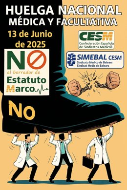Cartel de la huelga de médicos en Baleares.
