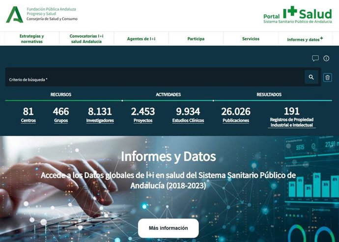 Captura del portal de I+D+i  de la Junta de Andalucía.